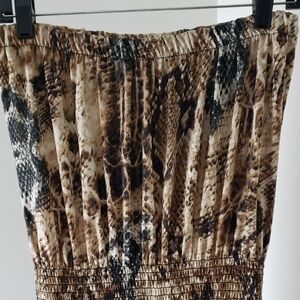 Andree Brown Tan Smocked Pencil Jumpsuit